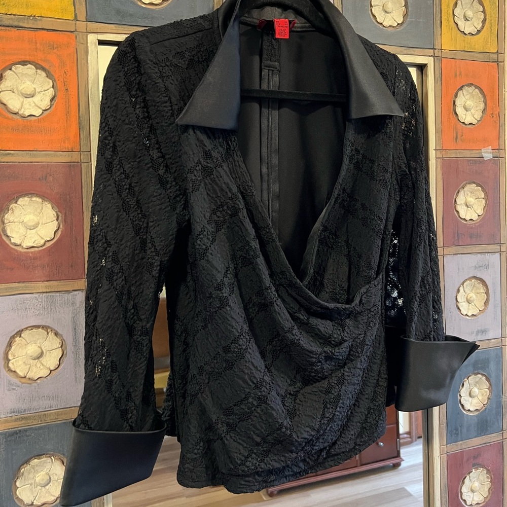 women’s  lace and satin black formal top size 12